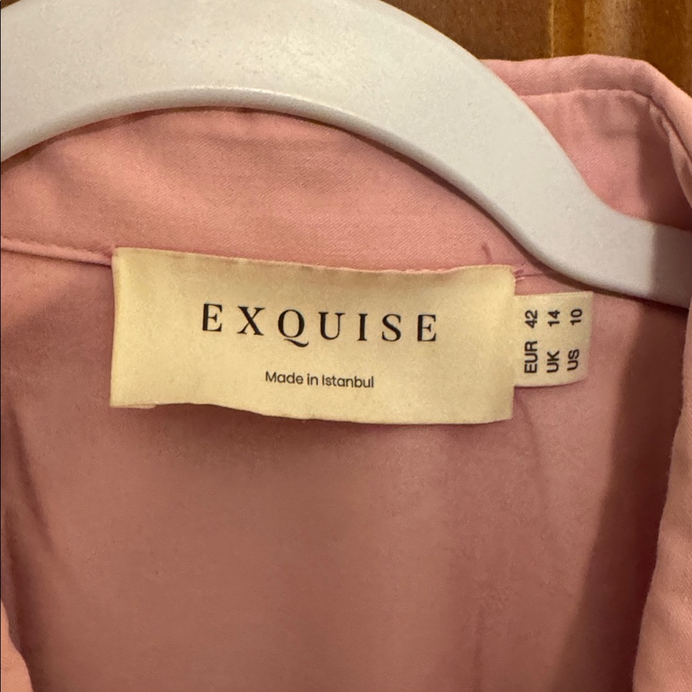 Exquise Georgia Shirt Pleated Waist Button-Up Blouse in Pastel Pink size 10 - Picture 5 of 8